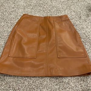 Brown Faux Leather Mini Skirt